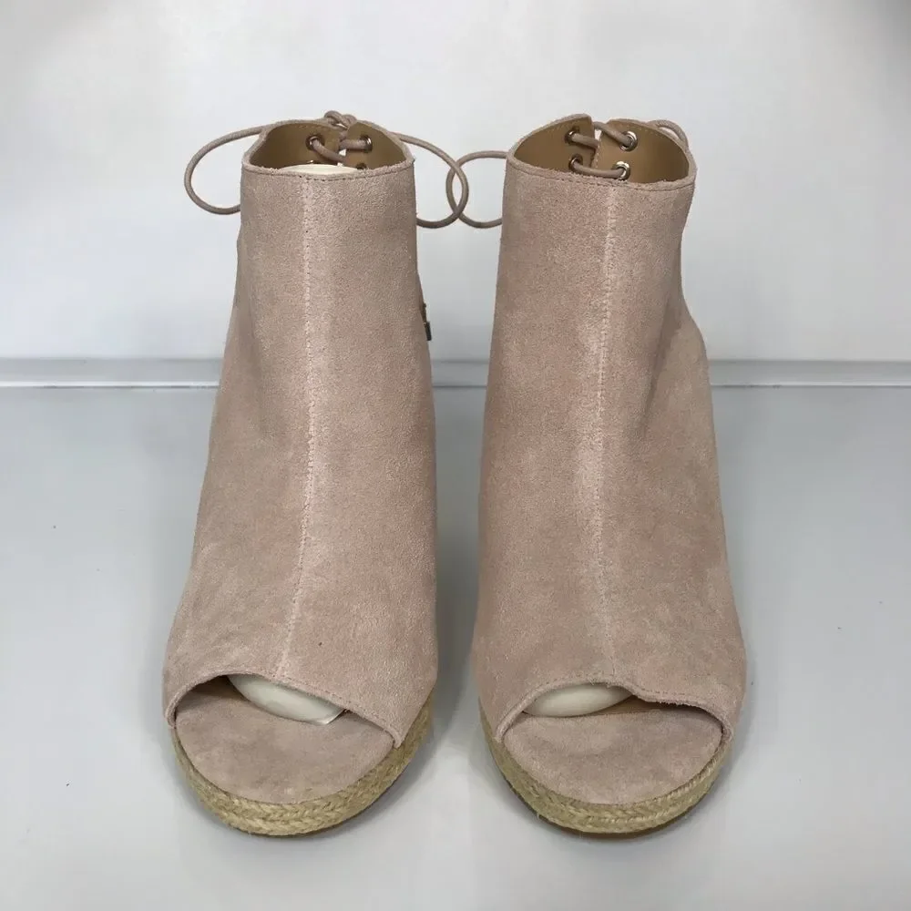 Laurie Felt Suede Peep-Toe Wedge